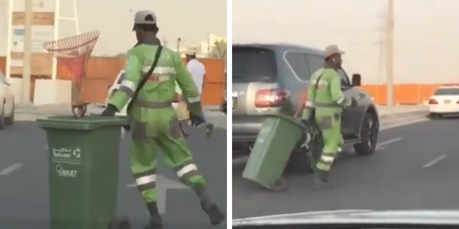 Abu Dhabi Cleaner Dancing Viral Video Street